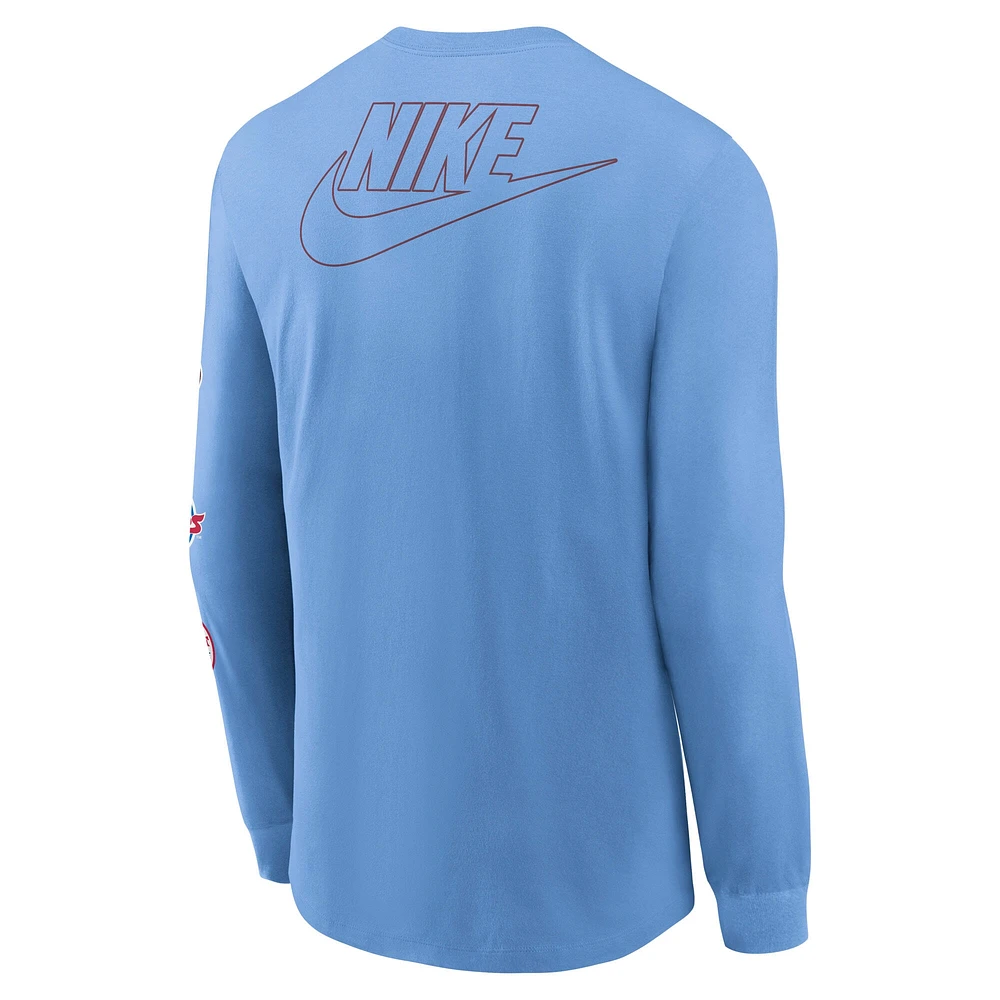 Men's Nike Light Blue Philadelphia Phillies Cooperstown Collection Knockout Long Sleeve T-Shirt