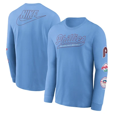 Men's Nike Light Blue Philadelphia Phillies Cooperstown Collection Knockout Long Sleeve T-Shirt