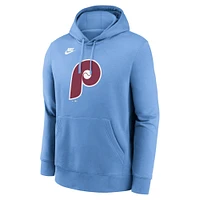 Men's Nike Light Blue Philadelphia Phillies Cooperstown Collection Team Logo Fleece Pullover Hoodie