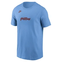 T-shirt Nike bleu clair pour homme avec logo de la collection Cooperstown des Philadelphia Phillies