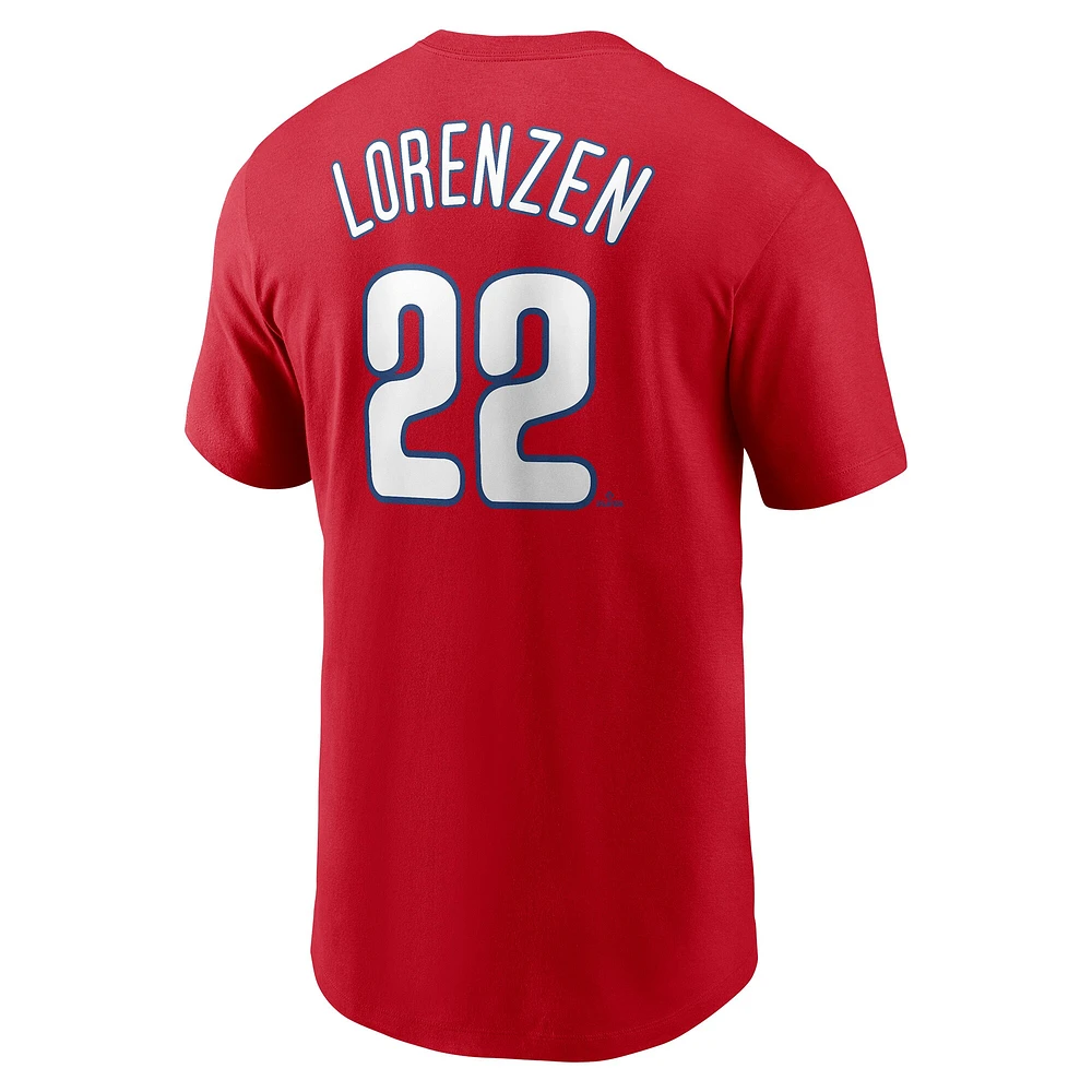 T-shirt avec nom et numéro du joueur des Phillies de Philadelphie Nike Michael Lorenzen pour homme, rouge