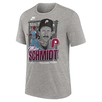 T-shirt Nike Mike Schmidt pour hommes, gris chiné, Philadelphia Phillies Cooperstown Collection Player Local