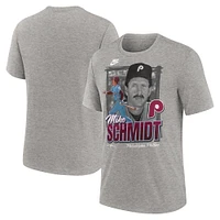 T-shirt Nike Mike Schmidt pour hommes, gris chiné, Philadelphia Phillies Cooperstown Collection Player Local