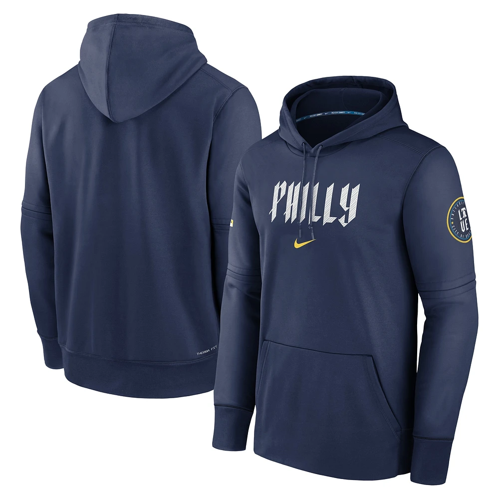 Sweat à capuche Nike Navy Philadelphia Phillies 2024 City Connect Authentic Collection Practice Performance pour homme