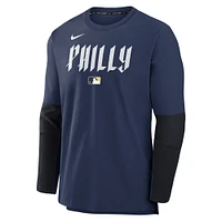 Men's Nike  Navy Philadelphia Phillies Authentic Collection City Connect Lightweight Player Tri-Blend Performance Long Sleeve T-Shirt