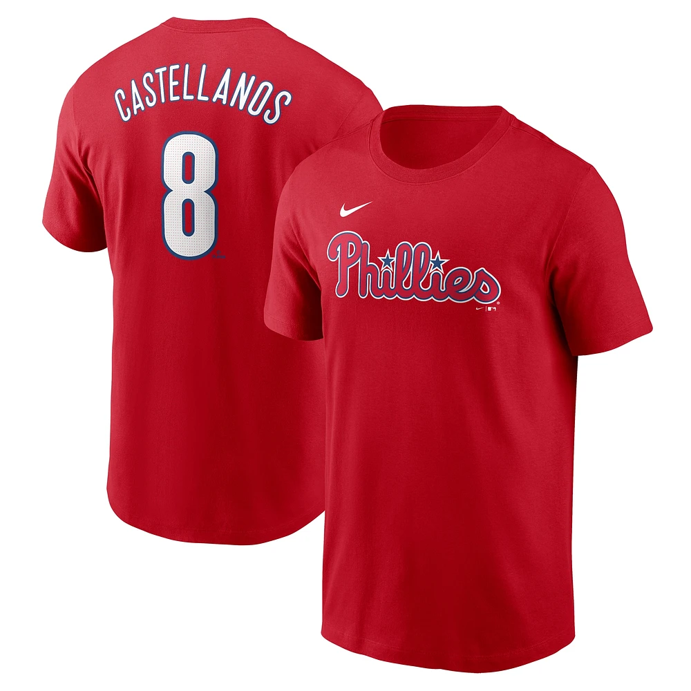 T-shirt Nike rouge avec nom et numéro de Nick Castellanos des Philadelphia Phillies Fuse pour homme