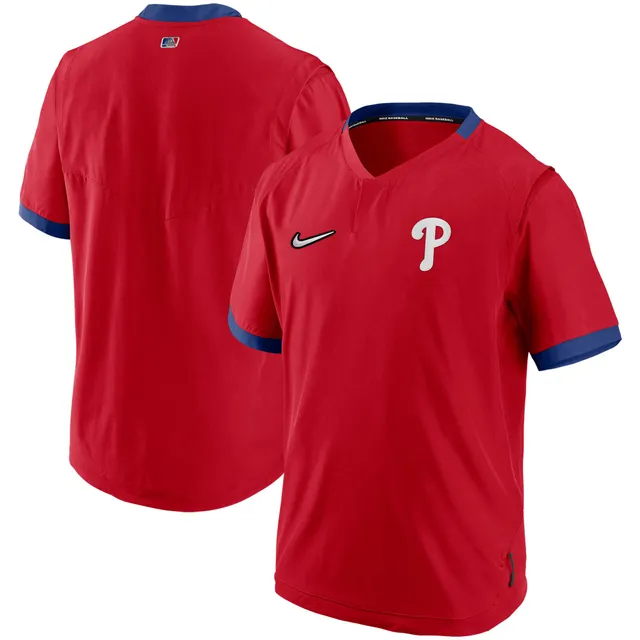 Nike Men's Red, Navy Washington Nationals Authentic Collection Short Sleeve Hot Pullover Jacket - Red