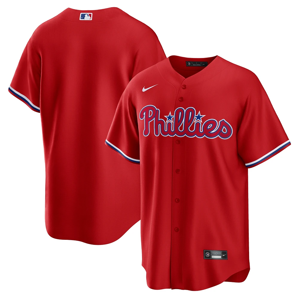 Maillot d'équipe Nike Phillies de Philadelphie Alternate Replica rouge pour homme