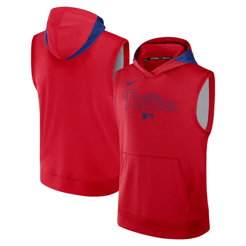 Sweat à capuche sans manches Nike Philadelphia Phillies Authentic Collection Performance pour homme, rouge