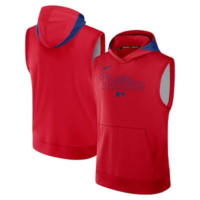 Sweat à capuche sans manches Nike Philadelphia Phillies Authentic Collection Performance pour homme, rouge