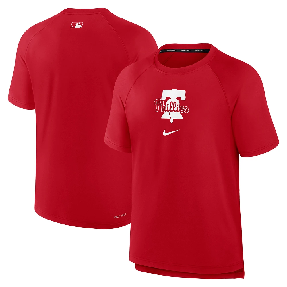 Men's Nike Red Philadelphia Phillies Authentic Collection Pregame Raglan Performance T-Shirt