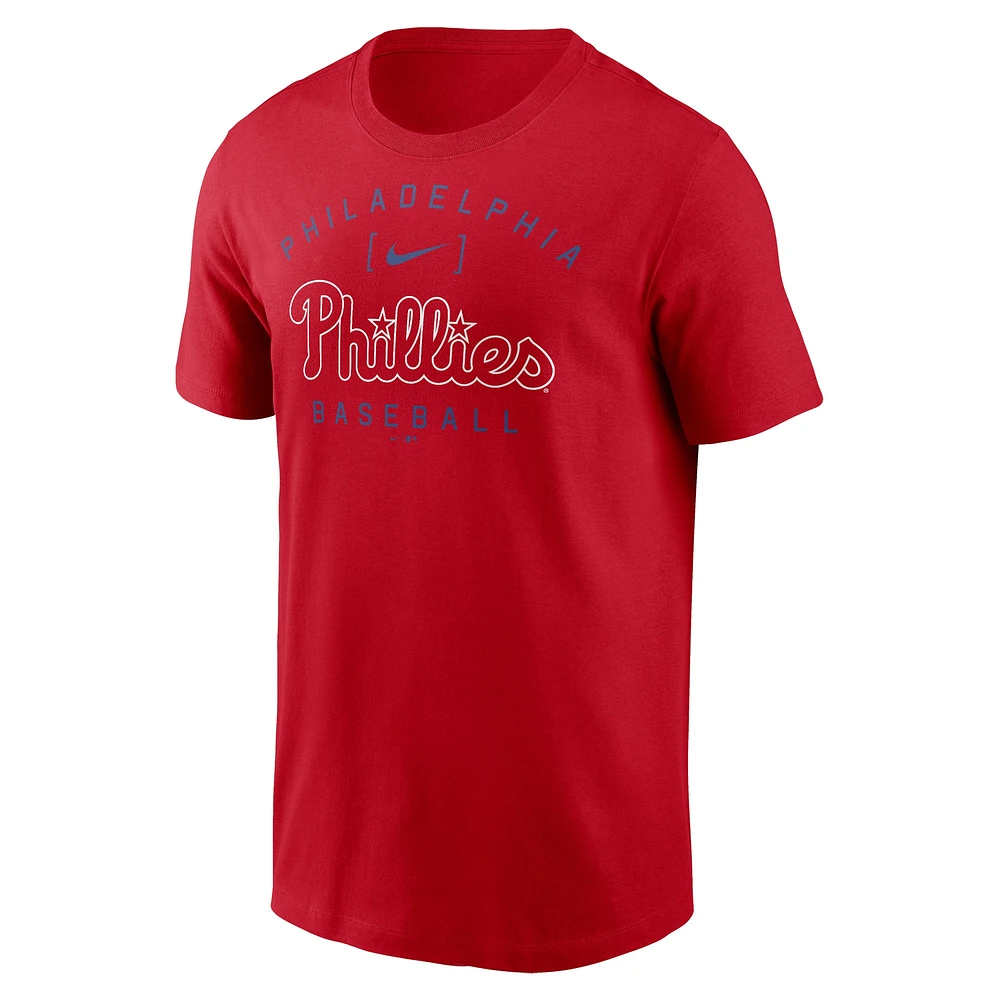 Men's Nike Red Philadelphia Phillies Home Team Athletic Arch T-Shirt