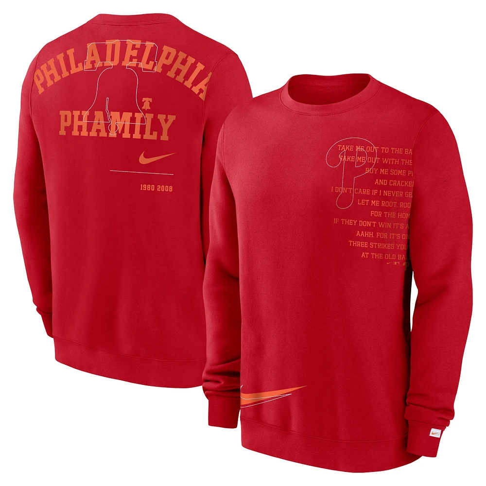 Sweat-shirt à enfiler Nike Phillies de Philadelphie Statement Ball Game Fleece rouge pour homme