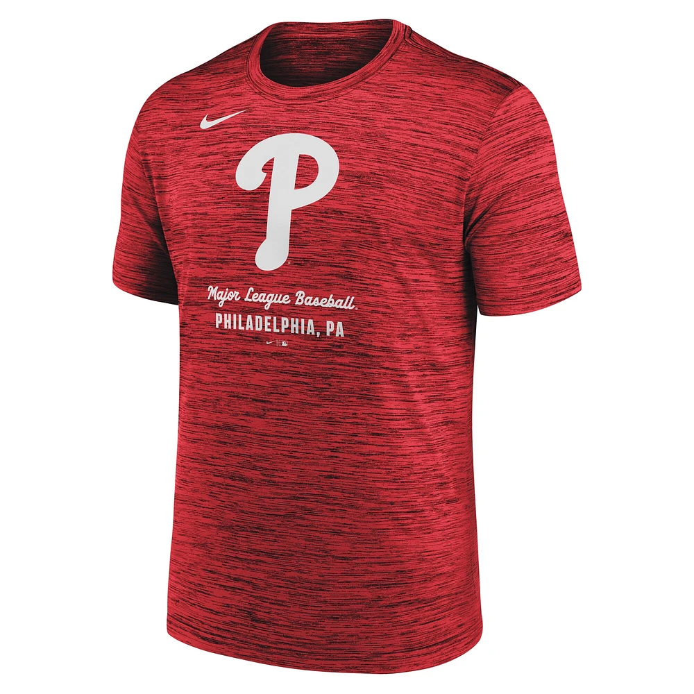 T-shirt Nike Velocity Performance rouge pour homme des Philadelphia Phillies
