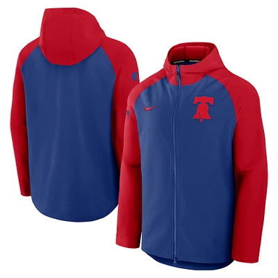 Men's Nike Royal/Red Philadelphia Phillies Authentic Collection Raglan Performance Full-Zip Jacket