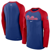 T-shirt à manches longues Nike Royal Philadelphia Phillies Authentic Collection Game Time Raglan Performance pour homme