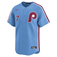 Maillot Nike Trea Turner bleu clair pour homme, édition limitée, joueur alternatif des Phillies de Philadelphie