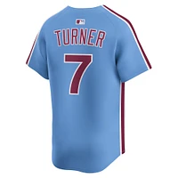 Maillot Nike Trea Turner bleu clair pour homme, édition limitée, joueur alternatif des Phillies de Philadelphie