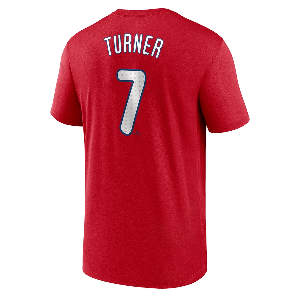 Men's Nike Trea Turner Red Philadelphia Phillies Legend Name & Number Performance T-Shirt