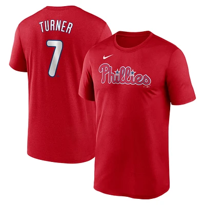 Men's Nike Trea Turner Red Philadelphia Phillies Legend Name & Number Performance T-Shirt