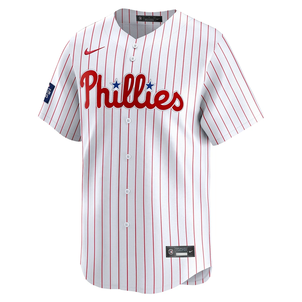 Maillot de joueur Nike Trea Turner blanc Philadelphia Phillies 2024 MLB World Tour London Series Home Limited pour homme