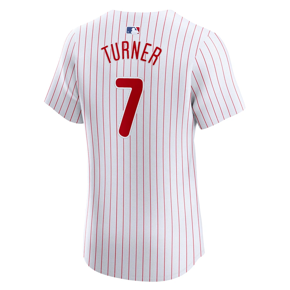 Maillot Nike Trea Turner pour homme, blanc, Philadelphia Phillies, Domicile Elite