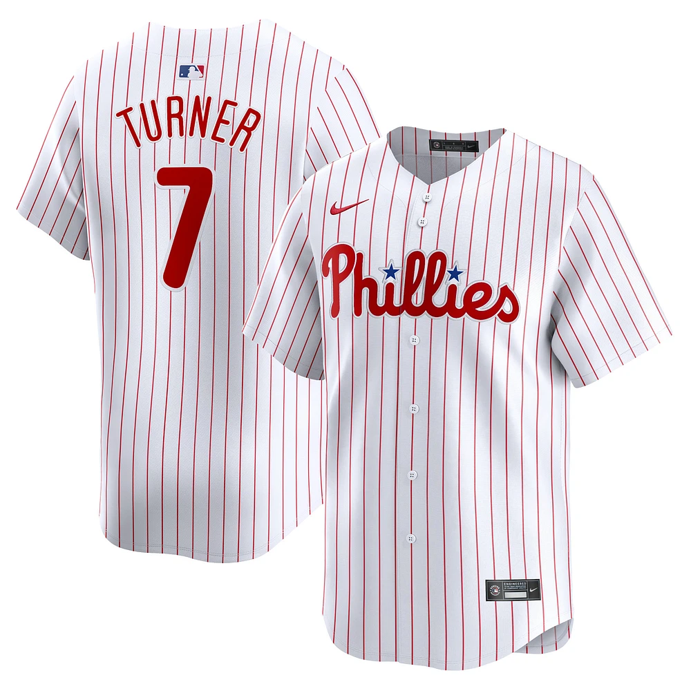 Maillot de joueur Nike Trea Turner blanc pour hommes des Phillies Philadelphie Domicile Limité