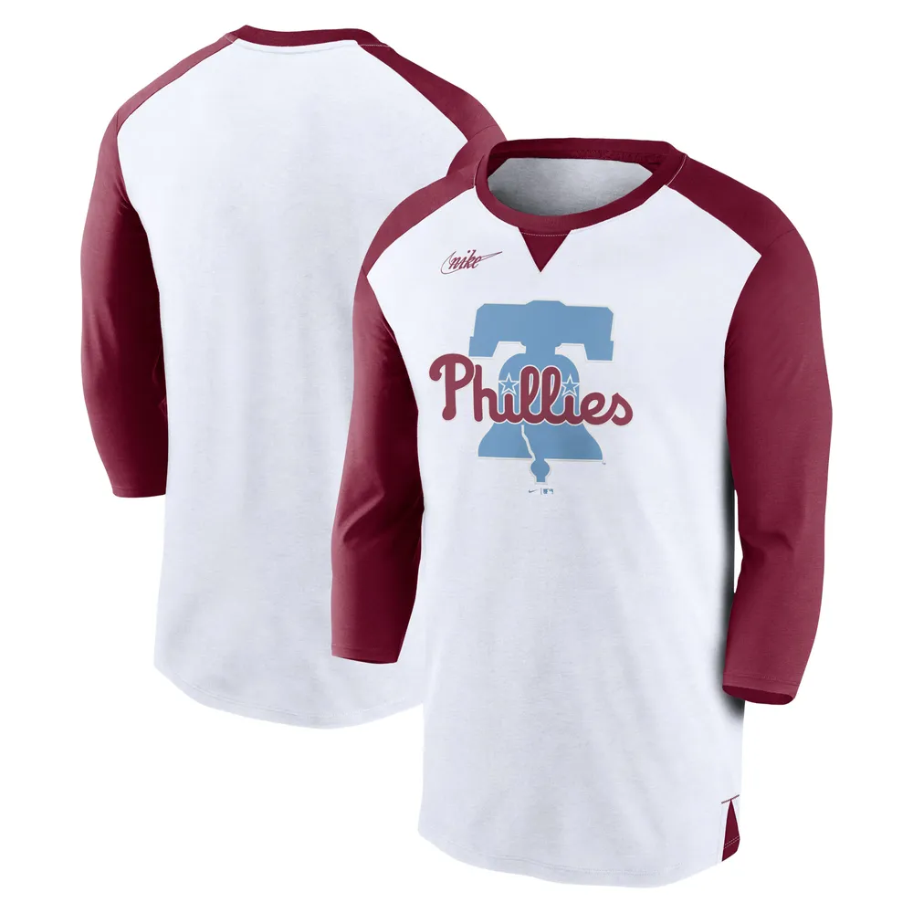 Nike Men's Nike White/Burgundy Philadelphia Phillies Rewind 3/4-Sleeve T- Shirt