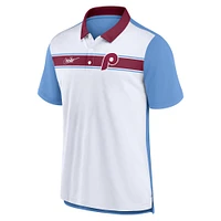 Polo Nike pour homme blanc/bleu clair des Phillies de Philadelphie Rewind Stripe