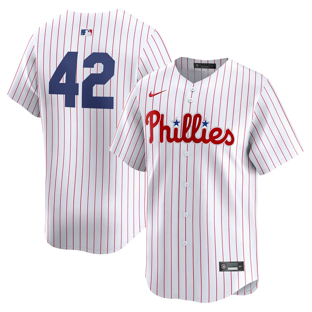 Maillot Nike blanc Philadelphia Phillies 2024 Jackie Robinson Day Home Limited pour homme