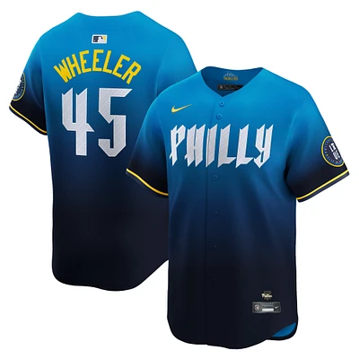 Maillot de joueur Nike Zack Wheeler pour hommes, bleu, Philadelphia Phillies 2024 City Connect Limited Player