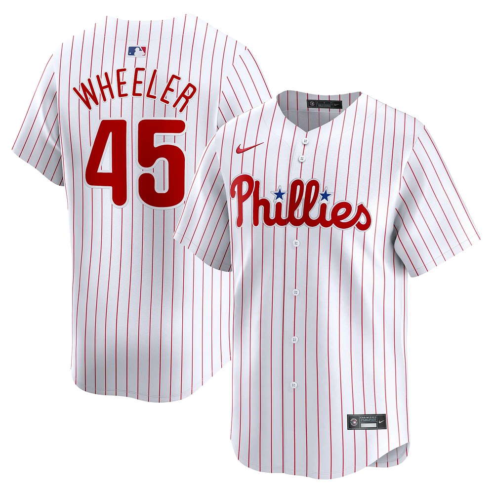 Maillot de joueur Nike Zack Wheeler pour hommes, blanc, Philadelphia Phillies Home Limited Player