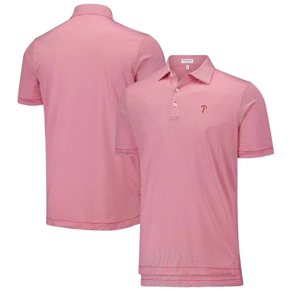 Polo en jersey extensible rouge à rayures Jubilee des Philadelphia Phillies Peter Millar pour homme