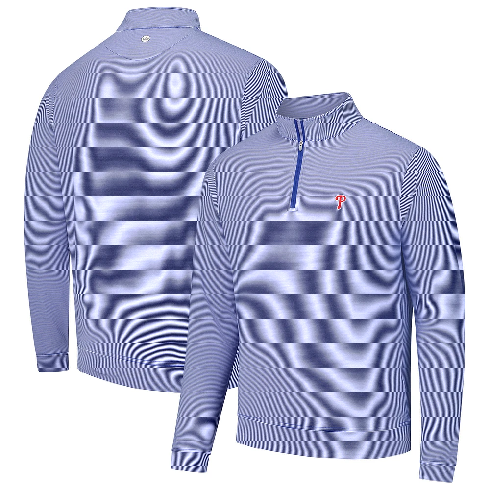 Men's Peter Millar Royal Philadelphia Phillies Perth Sugar Stripe Performance Quarter-Zip Top