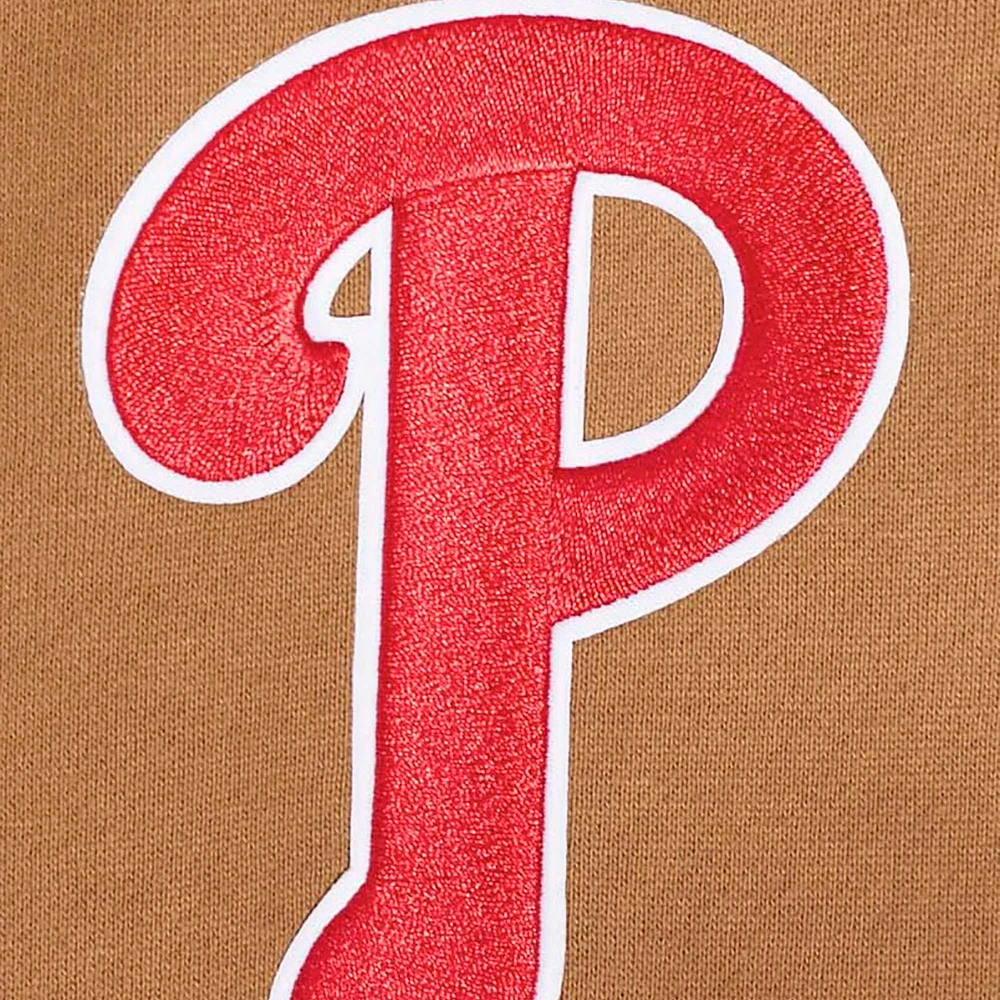 Men's Pro Standard Brown Philadelphia Phillies Paint The City Dropped Shoulder Pullover Sweatshirt