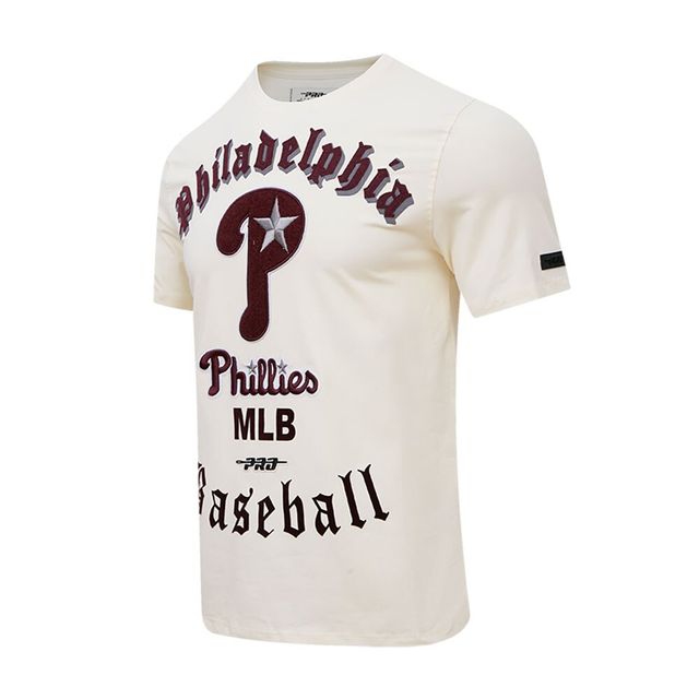 T-shirt homme Pro Standard crème Phillies de Philadelphie Collection Cooperstown Old English