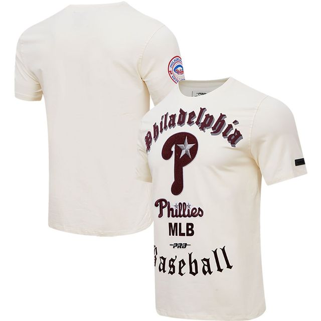 T-shirt homme Pro Standard crème Phillies de Philadelphie Collection Cooperstown Old English