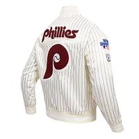 Veste Pro Standard crème pour hommes des Phillies de Philadelphie Cooperstown Collection Pinstripe Retro Classic Satin Full-Snap Jacket