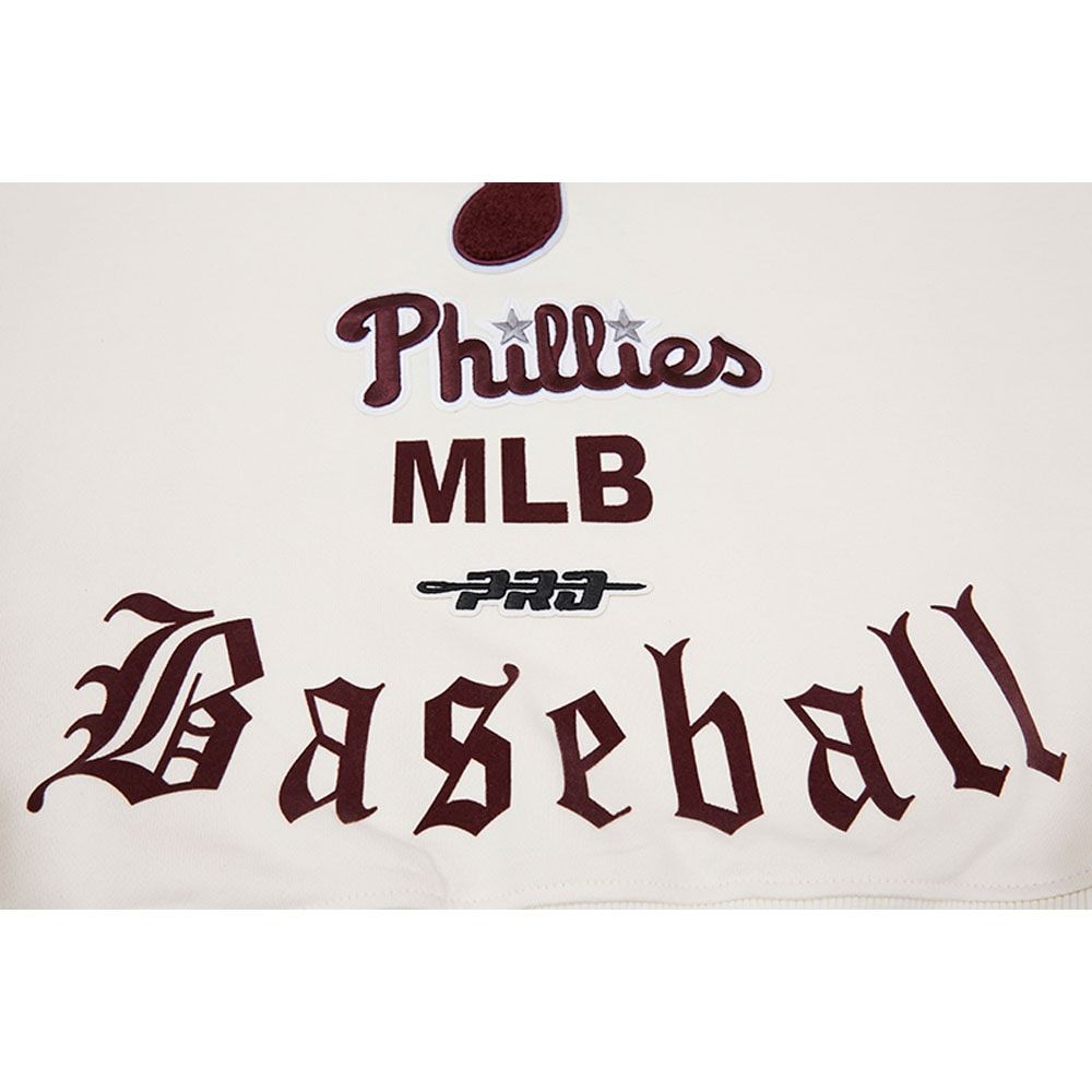 Philadelphia Phillies Pro Standard Cooperstown Collection Retro Old English  Pullover Sweatshirt - Cream