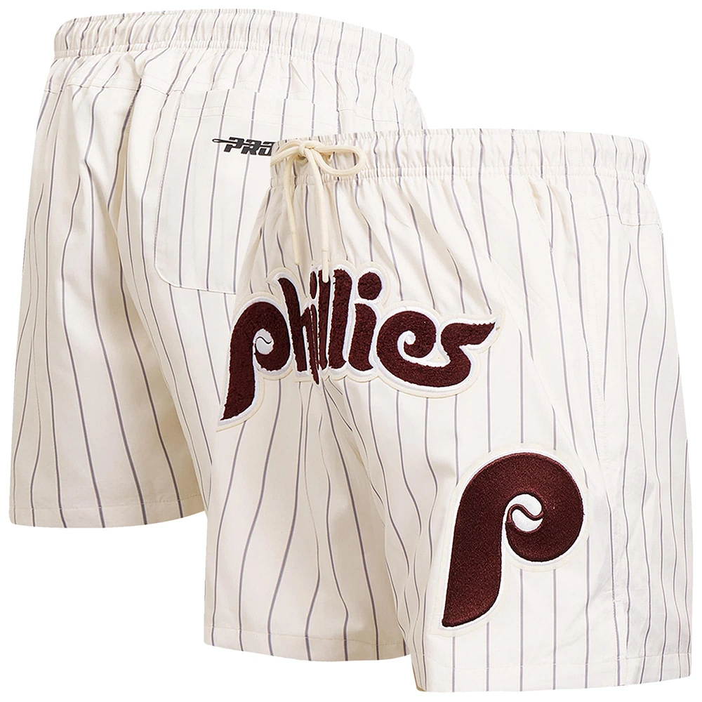 Short tissé classique rétro crème Pro Standard des Phillies de Philadelphie à fines rayures pour hommes