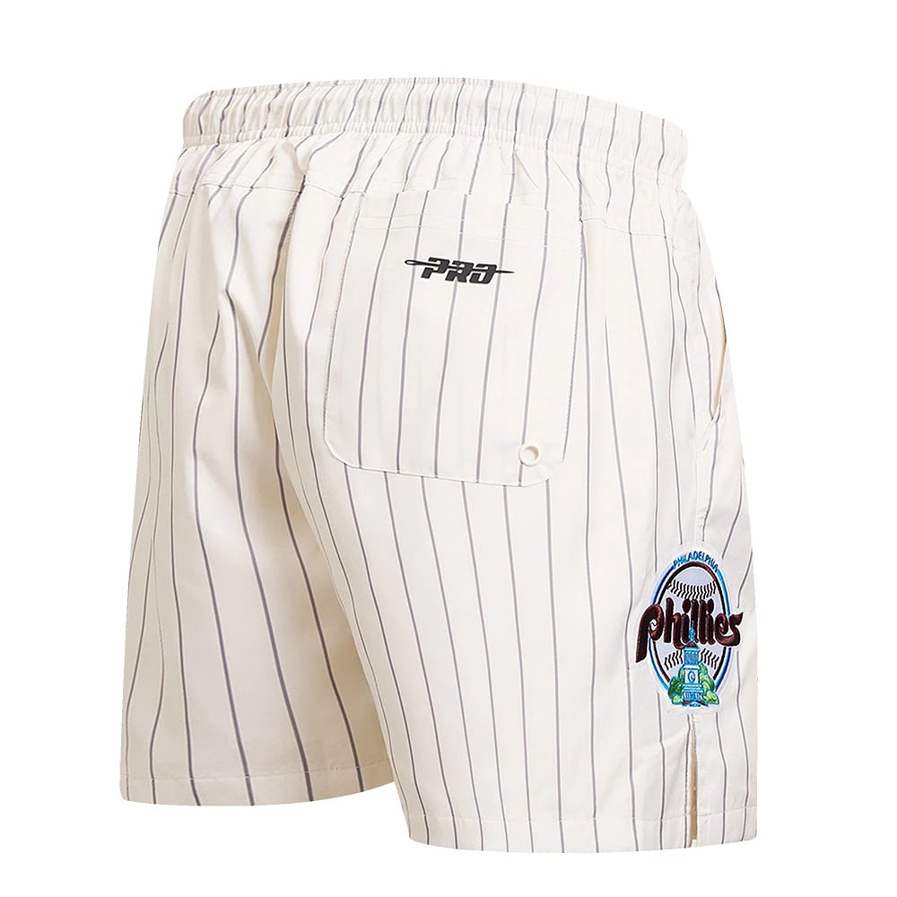 Men's Pro Standard Cream Philadelphia Phillies Pinstripe Retro Classic Woven Shorts