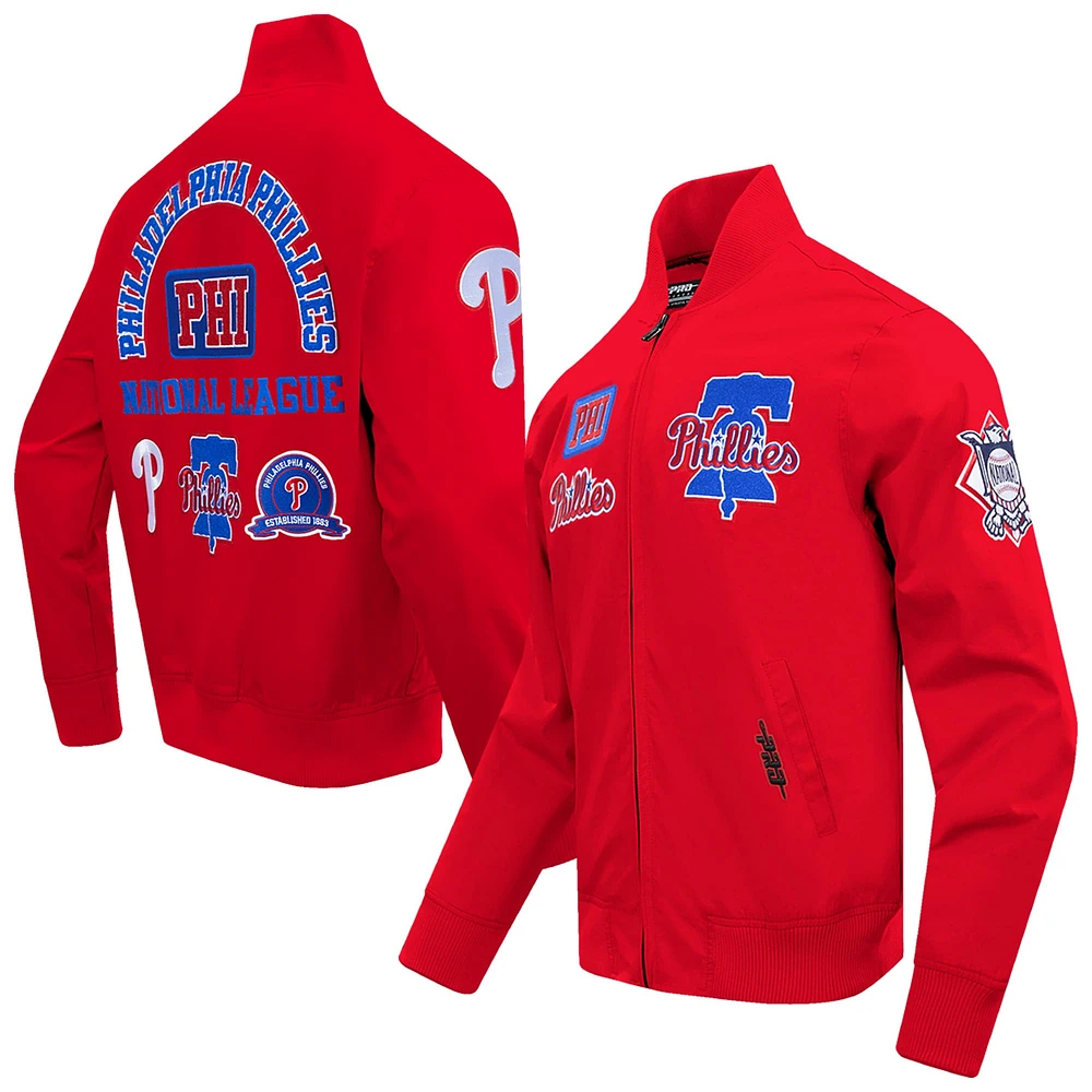 Men's Pro Standard Red Philadelphia Phillies Area Code Twill Full-Zip Jacket