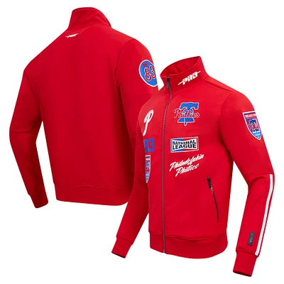 Veste de survêtement entièrement zippée Pro Standard rouge des Phillies Philadelphie Fast Lane pour hommes