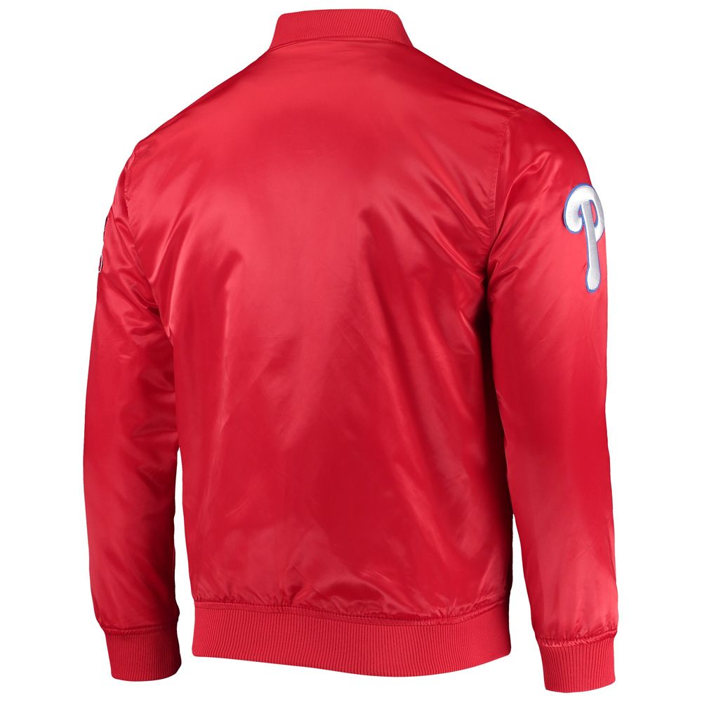 Men's Pro Standard Red Philadelphia Phillies Wordmark Satin Full-Snap Jacket