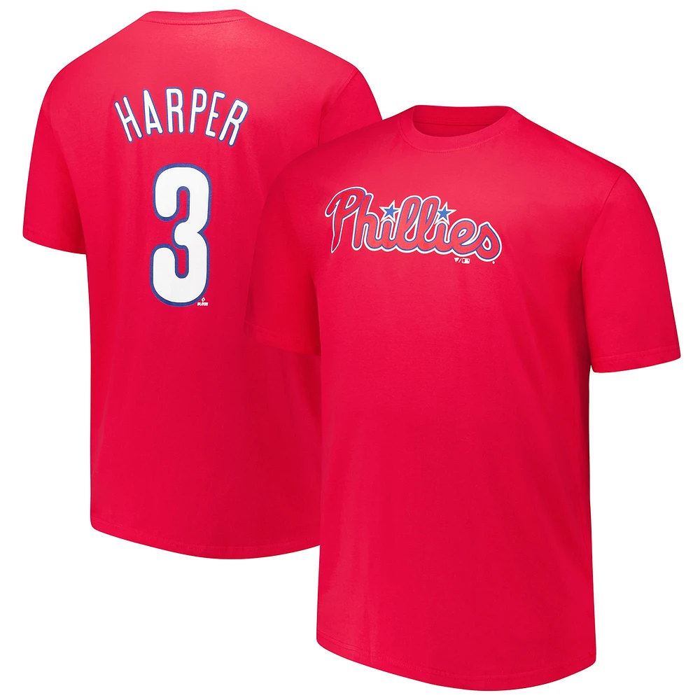 Profil pour homme Bryce Harper Rouge Philadelphia Phillies Big & Tall Nom et numéro T-shirt