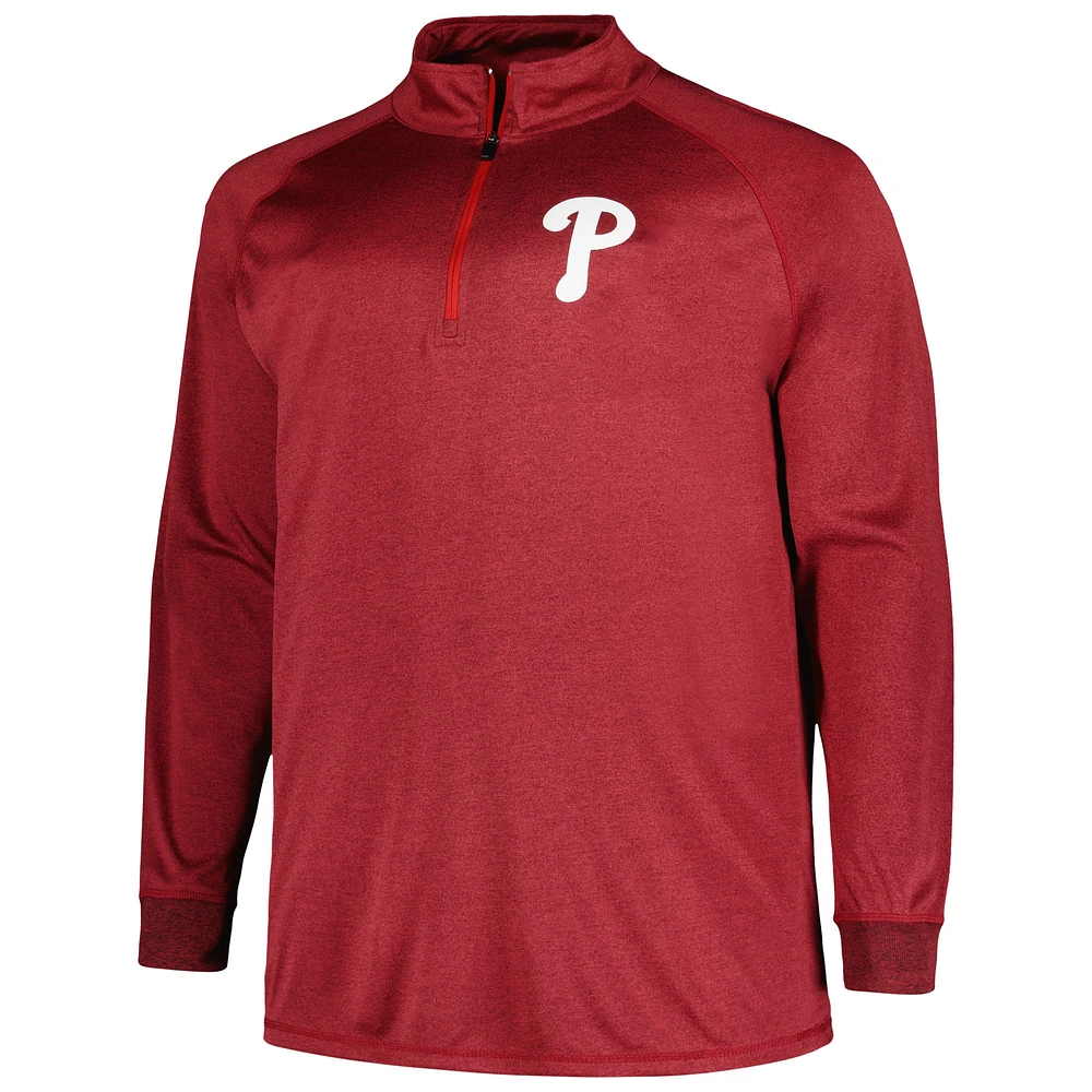 Haut raglan à quart de zip pour hommes Profile Bordeaux Phillies Philadelphie Big & Tall