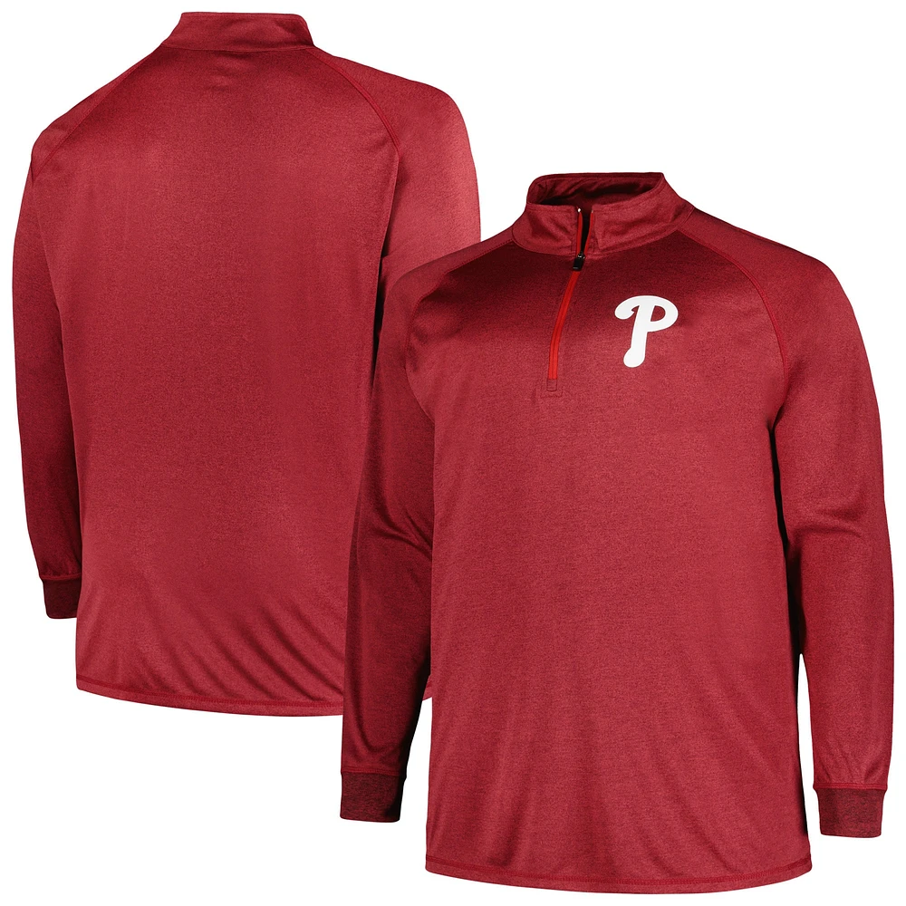 Haut raglan à quart de zip pour hommes Profile Bordeaux Phillies Philadelphie Big & Tall