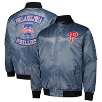 Blouson aviateur entièrement zippé Philadelphia Phillies de couleur anthracite pour homme