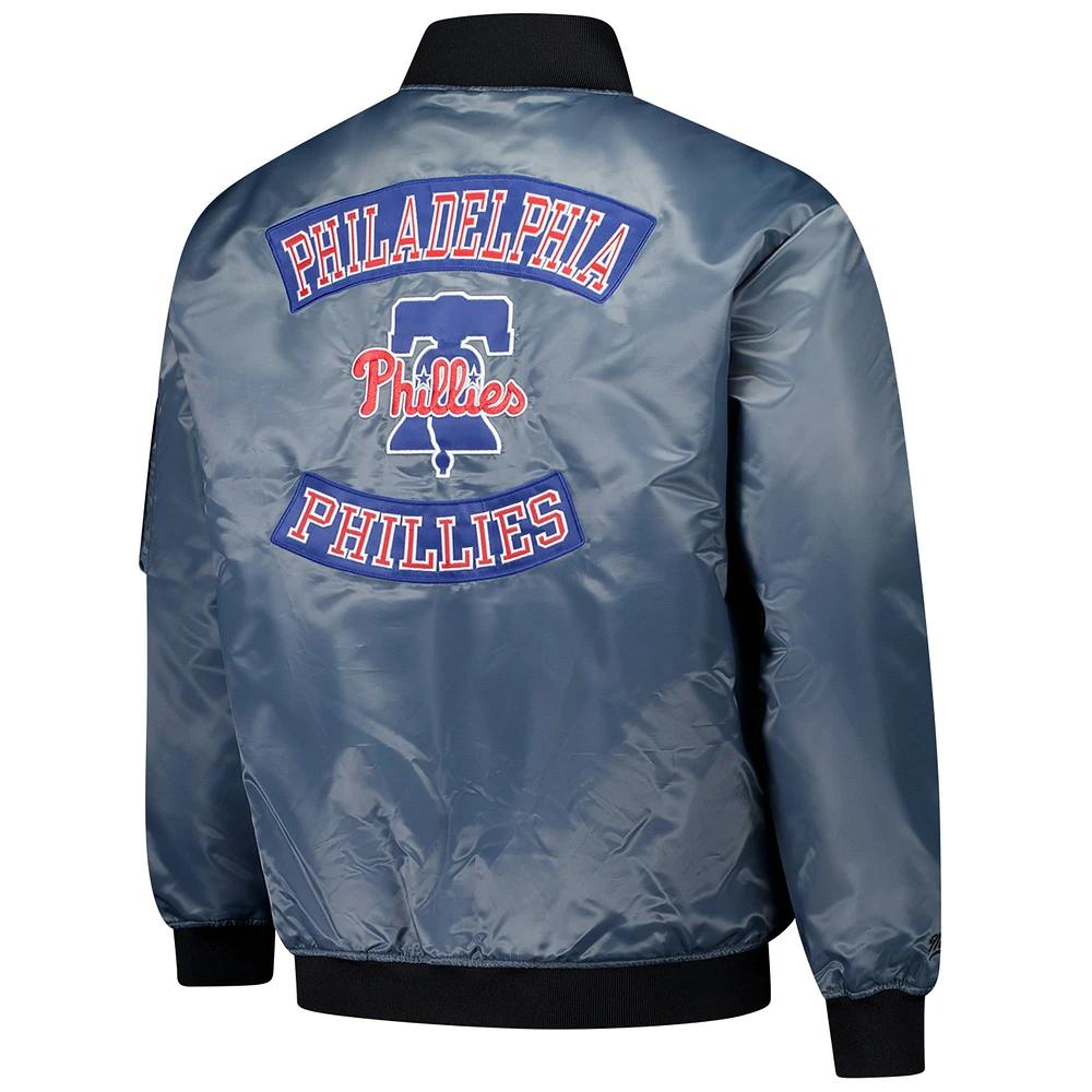 Blouson aviateur entièrement zippé Philadelphia Phillies de couleur anthracite pour homme