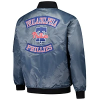 Blouson aviateur entièrement zippé Philadelphia Phillies de couleur anthracite pour homme